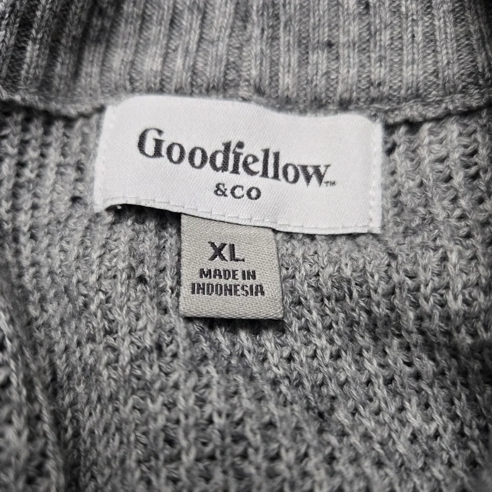 Goodfellow & Co Cotton Shawl Collar Cardigan Mens XL Gray Pockets Quiet Luxury